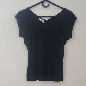 BDG Black V-Neck Short Sleeve Top